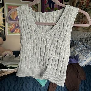 Shein grey cable knit cropped sweater vest